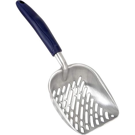 Pelle à litière en métal, tamis à déjections avec pelle profonde de 4 cm pour chatons, manche long et flexible (1/5)
