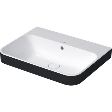 LAVABO À poser Happy D.2 Plus 600mm Anthracite mat/Blanc, avec vidage, mitigeur, sans trop-plein, sans poignée, avec cache-écoulement (1/5)