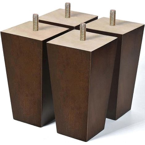 Pieds de canapé carrés en bois brun foncé de 5 cm (2 pouces), lot de 4, 12,5 cm (5 pouces) (1/5)