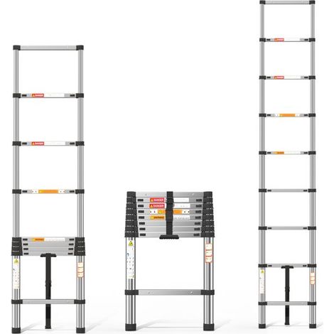Échelle télescopique Extensible de 2,6 m-Échelle télescopique en Acier Inoxydable-Échelle Extensible Robuste (1/5)
