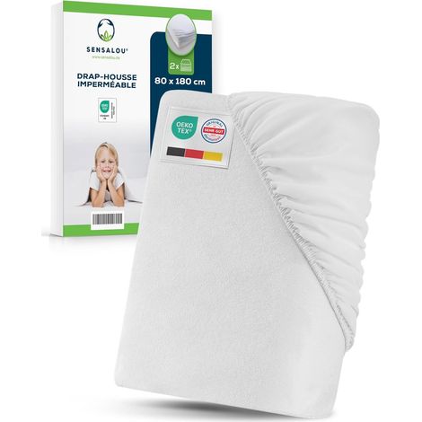 Lot de 2 Protège-Matelas 80x180 cm Imperméable pour Lit Enfant (1/5)