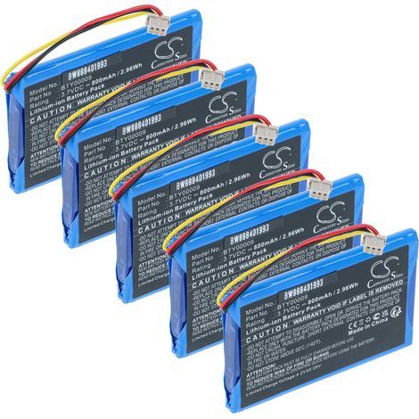 vhbw 5x batería reemplaza Ingenico BTY00009, FPS16020002419 para lector de tarjetas inteligentes NFC, lector smart card (800 mAh, 3,7 V, Li-Ion)