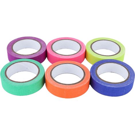 Lot de 6 rubans adhésifs fluorescents UV en coton, 6 couleurs, pour accessoires de scène. (1/5)