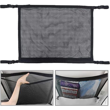 MINKUROW Rete portaoggetti per tetto auto 80x55 cm Rete portaoggetti universale per tetto auto Rete portaoggetti per tetto auto per riporre la maggior parte dei tipi di veicoli Auto (Nero) (1/5)
