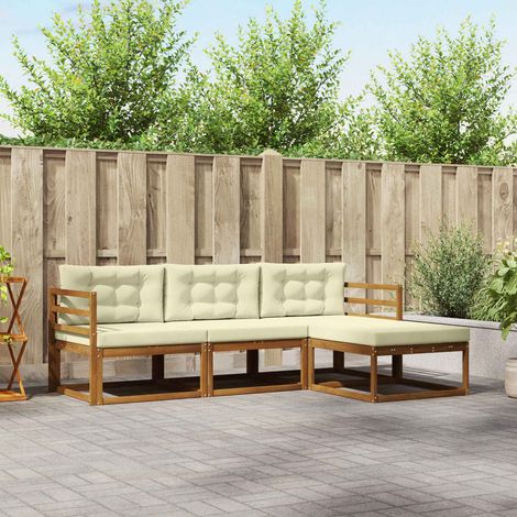 Outdoor-Sofagarnitur mit Kissen 4 pcs Natur und Creme (1/5)