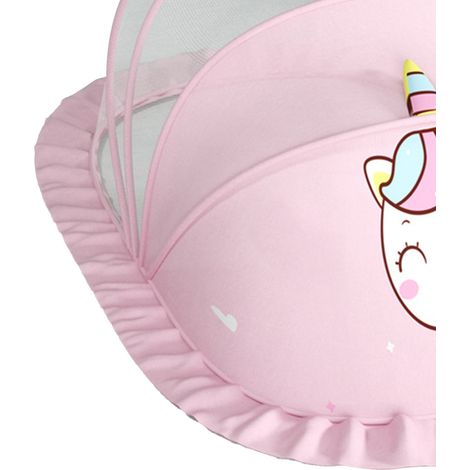 Moustiquaire de lit pliable pour bébé sans fond respirable - Tente anti-insectes portable rose pour le sommeil des enfants (1/5)
