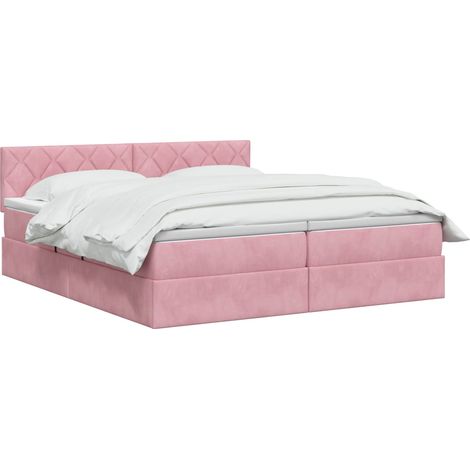 Maison Exclusive - Letto con contenitore LED e materasso Rosa 180 x 200 cm Velluto (1/5)