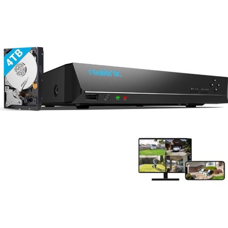 Reolink 4K 16-Kanal PoE NVR mit 4TB Festplatte, Überwachungssystem Rekorder für Haus, Innen, Außen 24/7 Sicherheit, Funktioniert mit verschiedenen Reolink IP-Kameras (1/4)