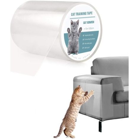 Protection Canape Chat Anti Griffe Sticker Transparent Autocollant Rouleau de Protection Invisible Protege de Meubles Table (S:15x100cm) (1/5)
