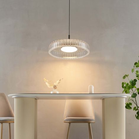 Suspension noire avec un verre transparent et cannelé - Damian (1/5)
