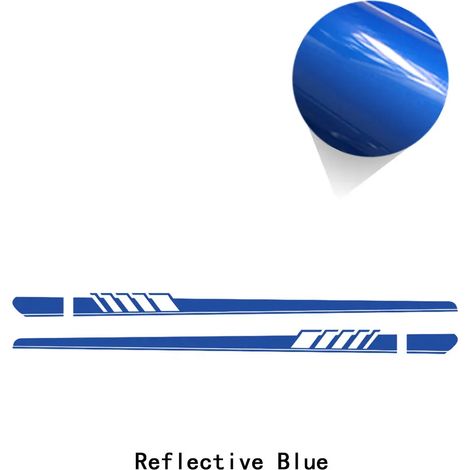 (Bleu réfléchissant - Format A4) 2 autocollants en vinyle pour bas de porte de voiture de sport de course, compatibles avec Audi. (1/4)