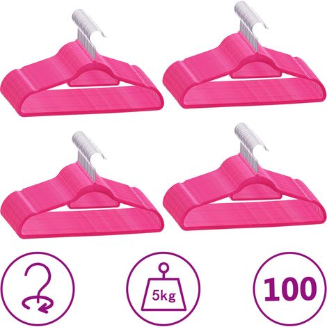Juego de perchas ropa 100 uds antideslizantes terciopelo rosa