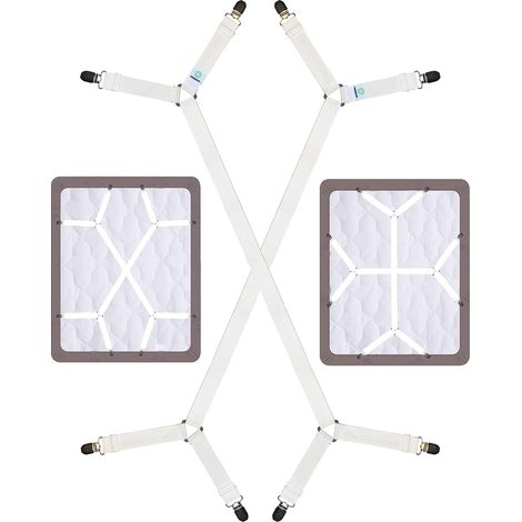 Clip de drap de lit croisé support de housse de couette lit drap de lit attache blanc 2 pièces (1/5)