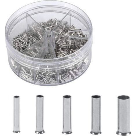 1900 Stück unisolierte Kabelschuhhülsen 0,5/0,75/1,0/1,5/2,5 mm² mit Aufbewahrungsbox