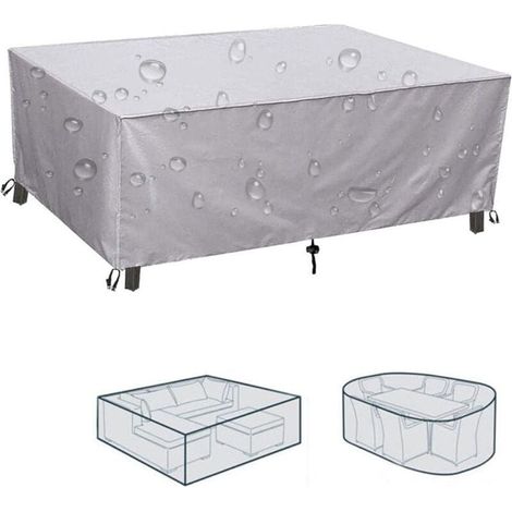 Housse de protection pour mobilier de jardin 190 x 125 x 80 cm, carrée, imperméable, pour salon de jardin, protection pour meubles de balcon, résistante à l'hiver, housse de table Oxford 420D (1/4)