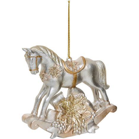 Colgante de abeto con forma de oso o caballo, de resina dorada, 9 cm - Feeric lights & christmas (1/5)