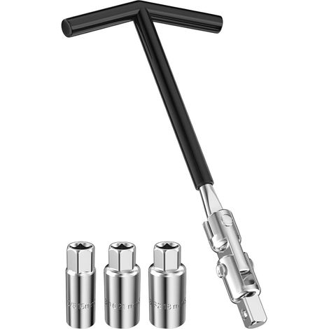 Kit d'outils de bougie d'allumage de type T en acier au carbone Nouvelle clé à douille de bougie d'allumage de type T Clé à douille Bougie d'allumage automobile et montage de joint universel 16 Clé (1/5)