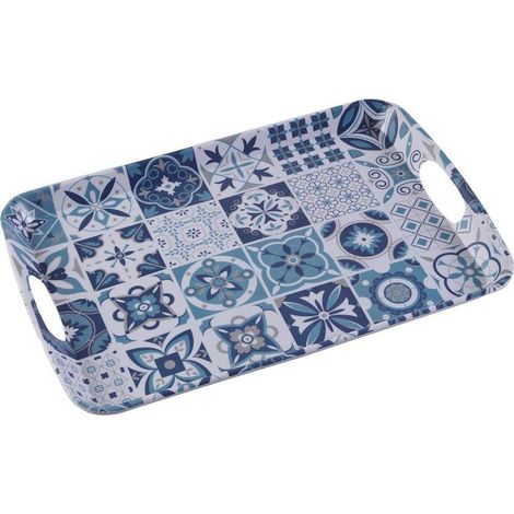 VERSA bandeja melamina azurita pequeña 42x27,4x2,3 cm , Bandeja Azurita pequeña de melamina, un accesorio elegante y funcional que aporta un estilo mediterráneo a la mesa o a cual
