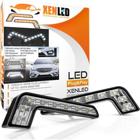 2x Barres Feu de jour + Clignotant LED - L-Type Mercedes - Universel - Version Claire DRL (1/5)