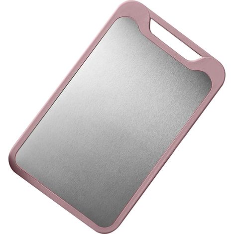 Planche à découper double face en acier inoxydable 304, rouge, petite taille, idéale pour la cuisine (viande, légumes, fruits, poisson, fromage). (1/5)