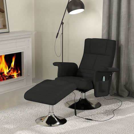Massagesessel mit Hocker, neigbare Lehne, 78 x 95 x 88 cm, Schwarz (1/5)