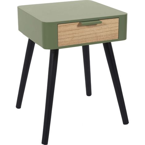 HOME DECO FACTORY Comodino Bicolore-48 x 37 x 34,8 cm, Colore: Verde, Legno, Multicolore, 48 X 37 X 34.8 Cm (1/5)