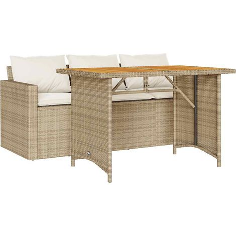Maison Exclusive - Set da Pranzo da Giardino 2 pz con Cuscini Beige in Polyrattan (1/5)