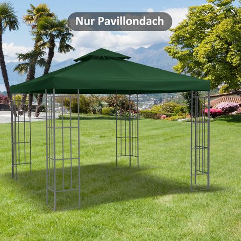 Outsunny Ersatzdach für Pavillon 3x3m wasserabweisend Pavillondach für Metallpavillon Pavillon Ersatzdach Gartenpavillon Partyzelt Gartenzelt Polyester Dunkelgrün
