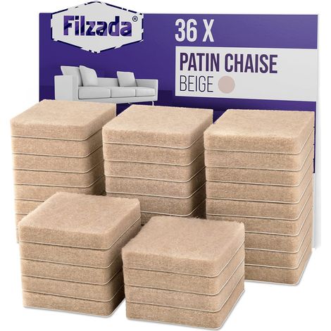 36x Patins Feutre Adhésif Carré 25x25 mm Beige - Patin Chaise Pro (1/5)