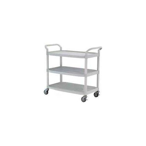 Chariot de service polypropylène Gris clair 3 Plateaux 1100 x 520 x H1020 mm - Matériel CHR Pro
