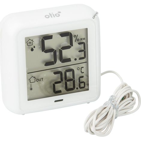 Otio – Thermomètre hygromètre sonde filaire haute précision – Utilisation intérieure et extérieure – Fixation magnétique, murale ou à poser