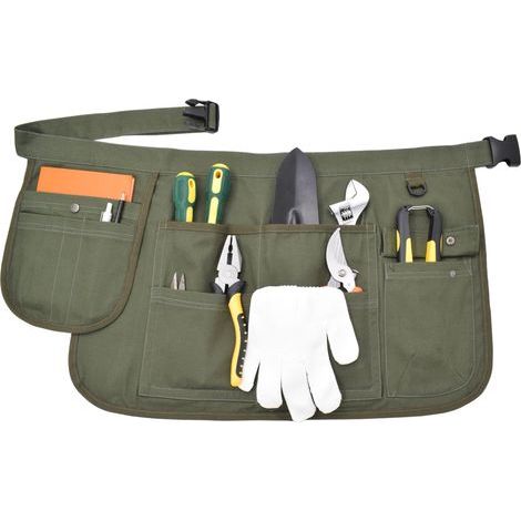 Tool Apron Short Canvas Apron Pocket Multi-Use Storage Belt Buckle Adjustable Garden Women Black CFG003 Tablier à taille avec Réglable Boucle, tablier de travail, boucle de ceinture pour le jardinage (1/5)