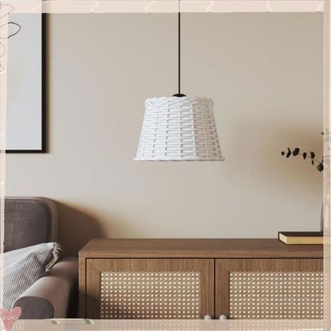 364366 Abat-jour de plafonnier blanc 25x17 cm osier (1/5)