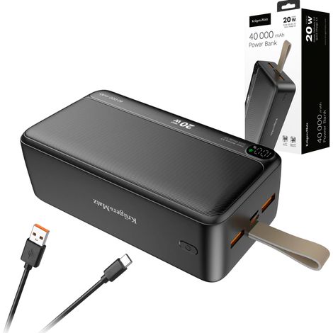 Batería externa de 40000 mAh y 20 W con carga rápida, PD y USB-C de KrugerMatz (1/5)