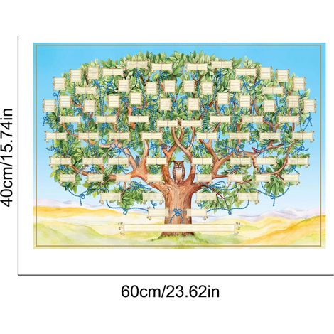Arbre généalogique - Diagramme d'arbre généalogique sur 6 générations - Tableau d'ascendance à remplir soi-même - Toile à décorer - Cadeaux généalogiques - Décoration murale (1/5)