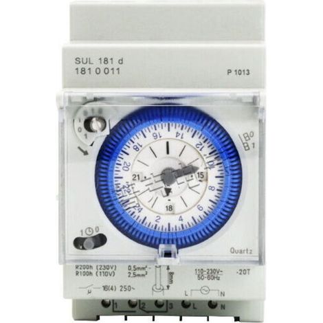 Clock, buzzer and timer for electrical panel. Analog mechanical timer 110V-220V, 24 hours, daily programmable, 15-minute increments, time setting, SUL181D switching relay (1/5)