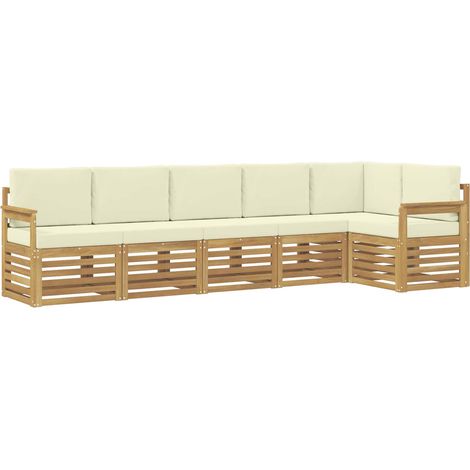 Set di divani da esterno 6 pcs Bianco e Crema vidaXL