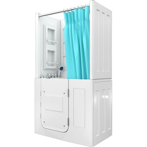 Seniorendusche und Kombination Wanne mit Whirlpool S08D-WP-TH-A-R 68x110x205cm (1/5)