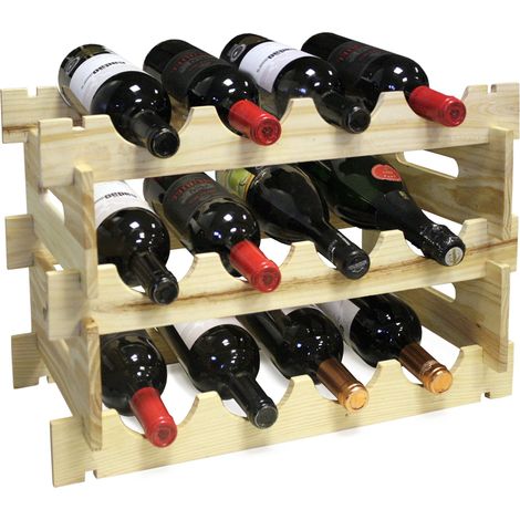 Porte Bouteilles 12 Bouteilles Bois étagère vin Champagne (1/2)