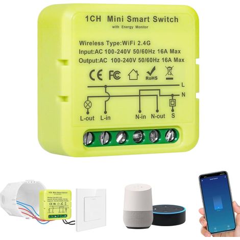 interrupteur intelligent, interrupteur wifi, commutateurs wifi Commutateurs et intelligents WI-FI commutateur, contrôle APP/Vocale/Minuterie (1/5)