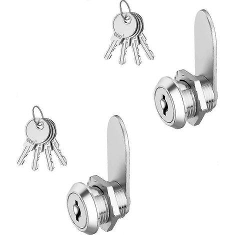 Lot de 2 verrous de boîte aux lettres, 16 mm, verrou de boîte aux lettres, 4 clés, diamètre 18 mm, verrou de meuble, verrou de boîte aux lettres, verrou de tiroir, verrou à levier, Secur (1/3)