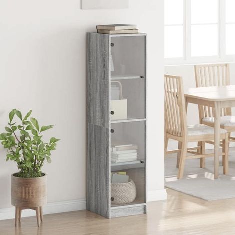 836439 Buffet avec portes en verre sonoma gris 35x37x142 cm (1/5)