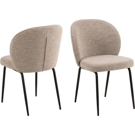 Chaise scandinave bouclette et pieds en métal noir (lot de 2) - PAMELA (1/5)