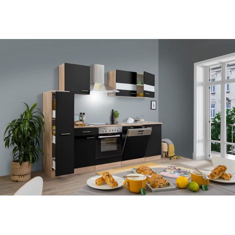 Cucina blocco cucina blocco cucina componibile rovere nero merle 250 cm respekta (1/5)