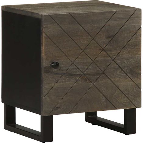 vidaXL Comodino Nero 40x33x46 cm in Legno Massello di Mango (1/5)