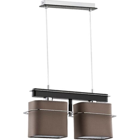 Suspension Alfa Sydney brun/chrome 2xE14 abat-jour carré (1/3)