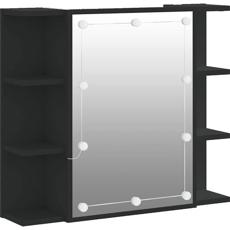 Spiegelschrank mit LED schwarz 70x16,5x60 cm