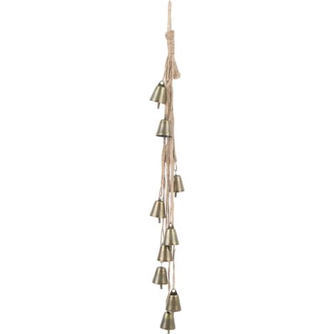 Cloche décorative de noël Vintage en métal, corde de chanvre résistante à la décoloration, en cuivre pour l'extérieur de la maison, pendentif (1/5)