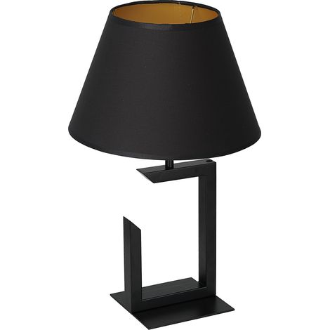 Lampe de table noire métal abat-jour or 45cm E27 Luminex