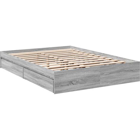 Bettgestell mit Schubladen Grau Sonoma 140x200 cm Holzwerkstoff vidaXL (1/4)
